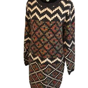 NWT Kaktus Aztec Multicolor Ikat Print Sheath Dress Size M